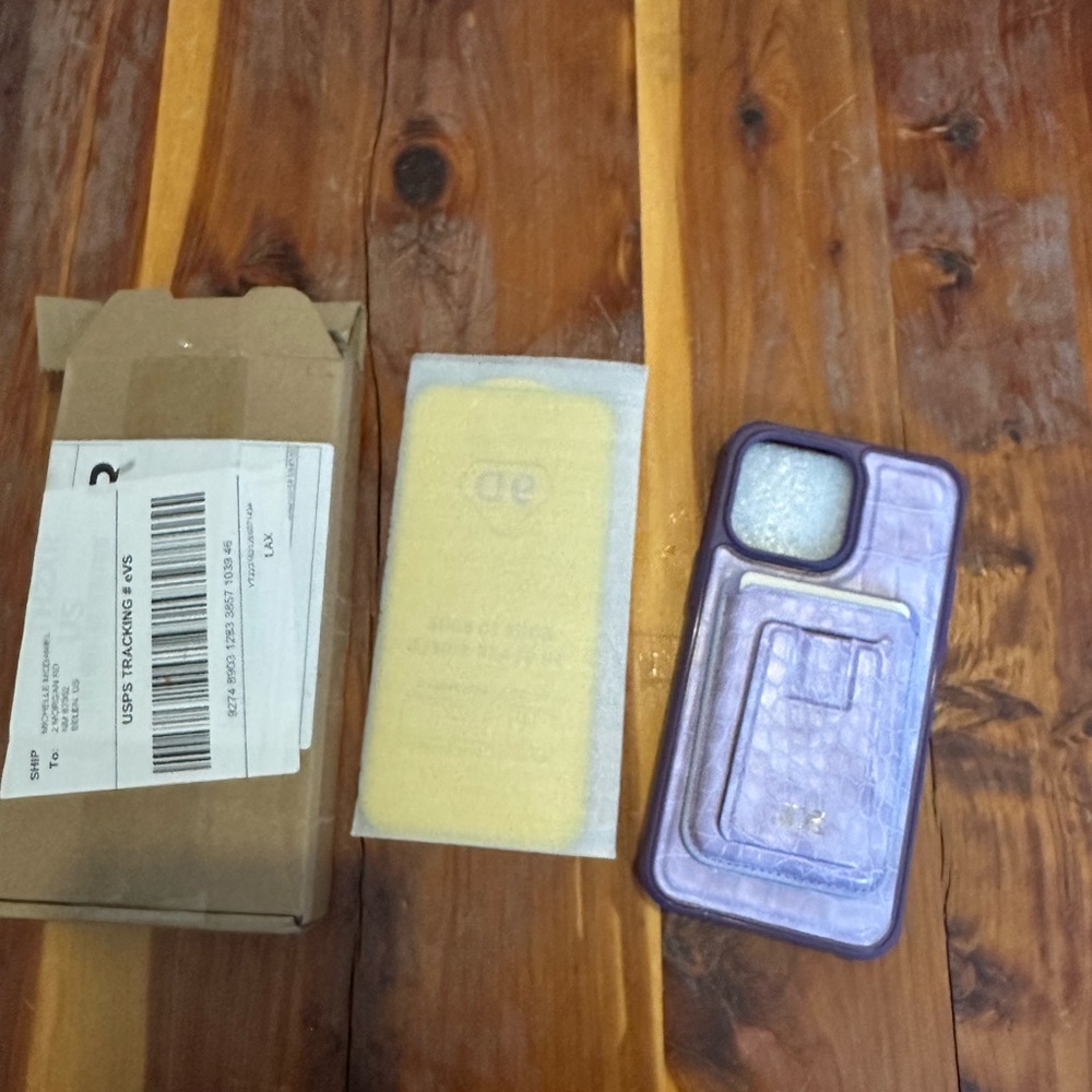 iPhone 14 pro max Purple alligator case with removable magnetic wallet Stand.